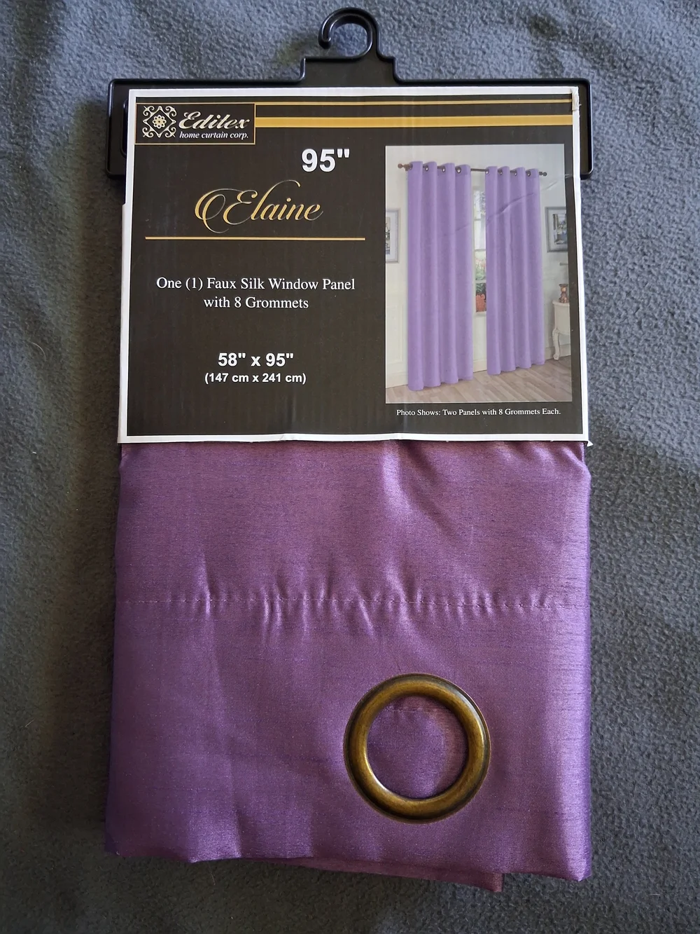 Elaine Faux Silk Window Panel - Purple